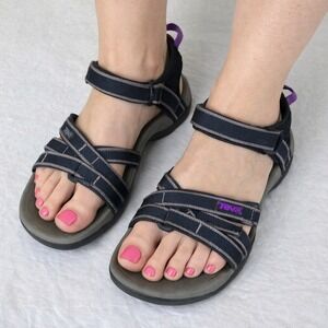 Teva Tirra Sandals Womens 9.5 Black Purple Sport Hiking Water Shoe Comfort Beach